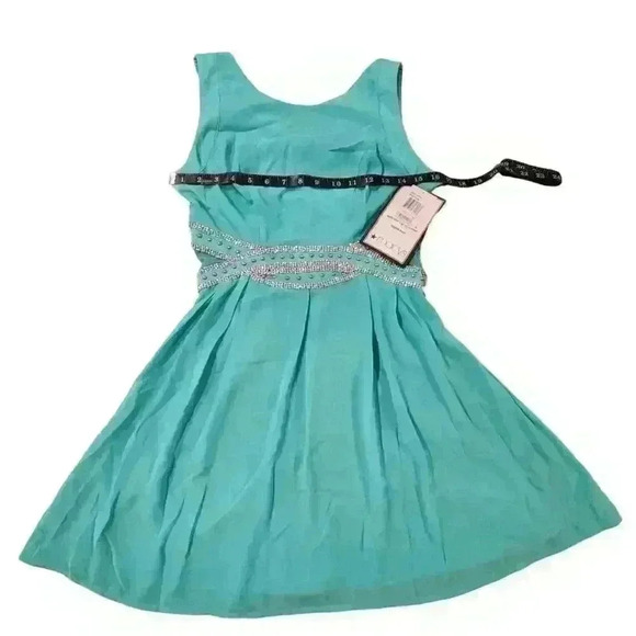 NWT Crystal Doll Juniors Embellished Fit & Flare Party Dress, Seafoam, Sz 11 $69 - Picture 3 of 10